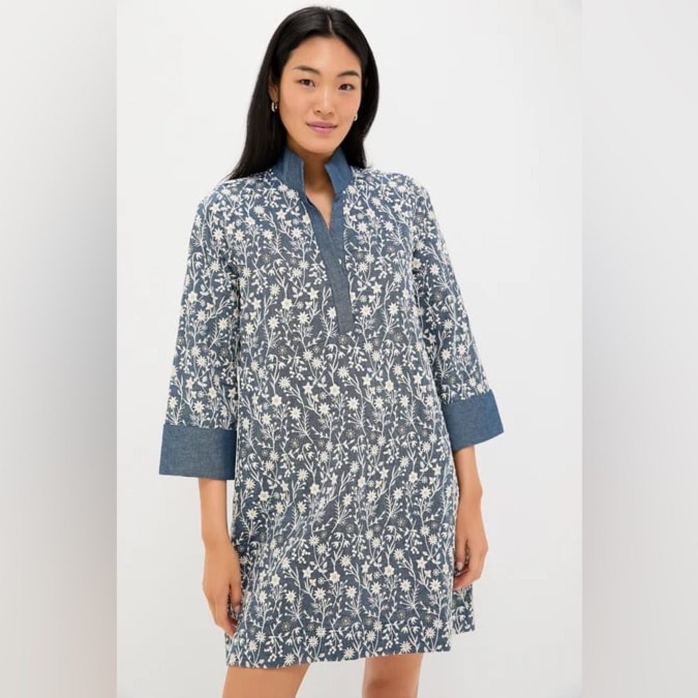 Tuckernuck Embroidered Chambray Wildflower Meadows Megan Dress